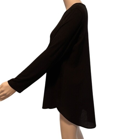 COMFY USA Mixed Media Hi-Low Tunic Top Black Long Sleeve Size‎ XS (Oversized) - Picture 3 of 6